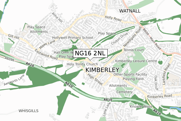 NG16 2NL map - small scale - OS Open Zoomstack (Ordnance Survey)