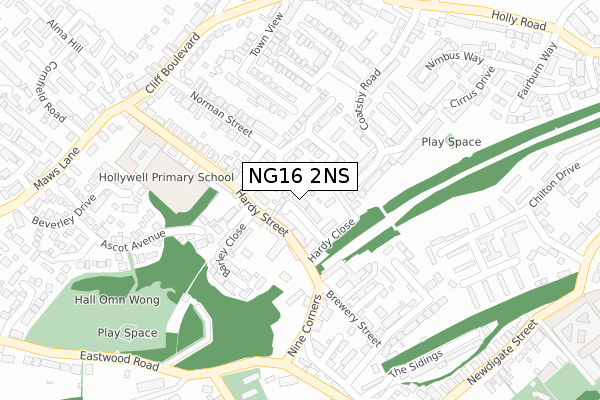 NG16 2NS map - large scale - OS Open Zoomstack (Ordnance Survey)