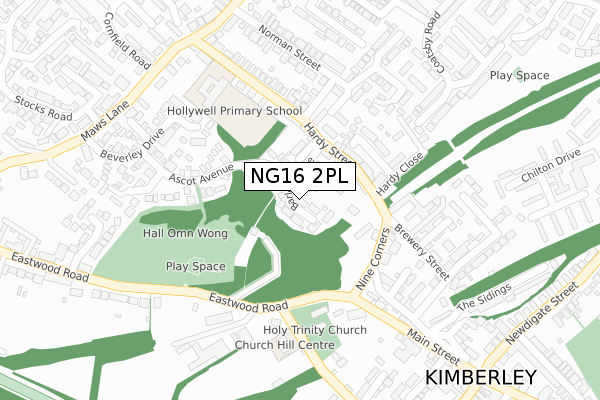 NG16 2PL map - large scale - OS Open Zoomstack (Ordnance Survey)