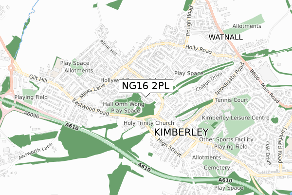 NG16 2PL map - small scale - OS Open Zoomstack (Ordnance Survey)