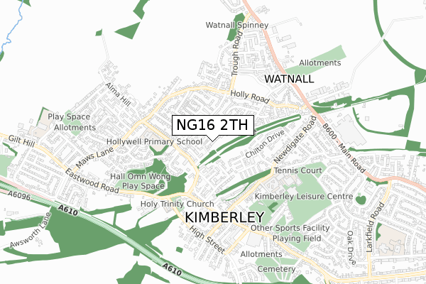 NG16 2TH map - small scale - OS Open Zoomstack (Ordnance Survey)