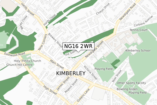 NG16 2WR map - large scale - OS Open Zoomstack (Ordnance Survey)