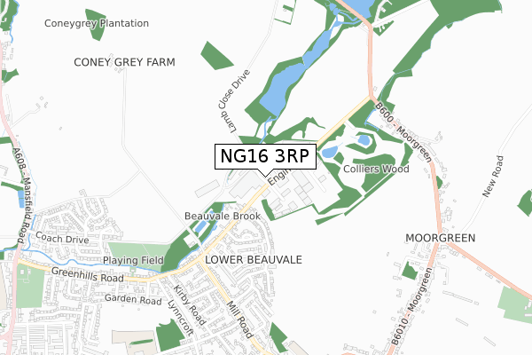 NG16 3RP map - small scale - OS Open Zoomstack (Ordnance Survey)