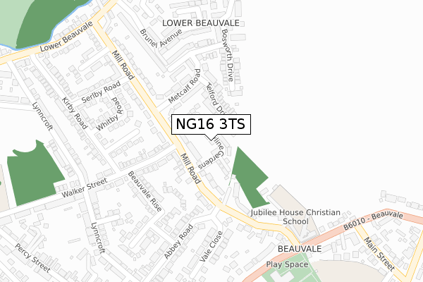 NG16 3TS map - large scale - OS Open Zoomstack (Ordnance Survey)