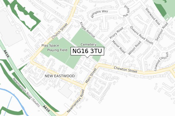 NG16 3TU map - large scale - OS Open Zoomstack (Ordnance Survey)