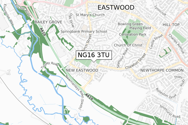 NG16 3TU map - small scale - OS Open Zoomstack (Ordnance Survey)