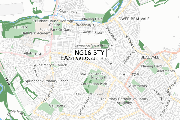 NG16 3TY map - small scale - OS Open Zoomstack (Ordnance Survey)