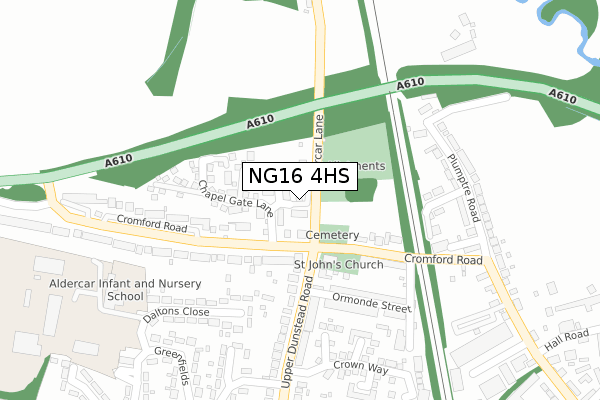 NG16 4HS map - large scale - OS Open Zoomstack (Ordnance Survey)