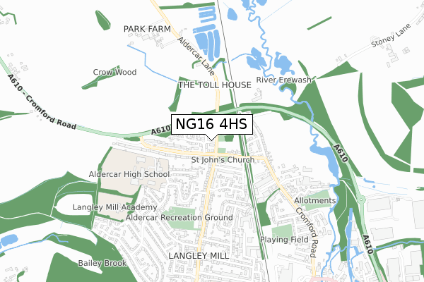 NG16 4HS map - small scale - OS Open Zoomstack (Ordnance Survey)