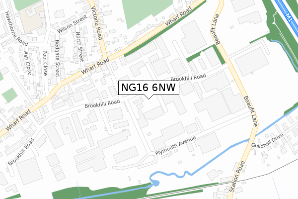 NG16 6NW map - large scale - OS Open Zoomstack (Ordnance Survey)