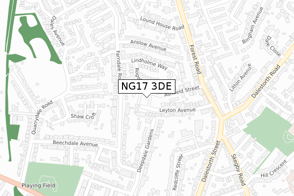 NG17 3DE map - large scale - OS Open Zoomstack (Ordnance Survey)