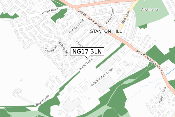 NG17 3LN map - large scale - OS Open Zoomstack (Ordnance Survey)