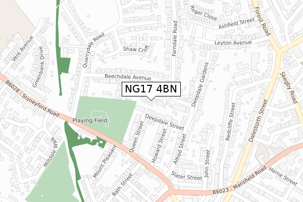 NG17 4BN map - large scale - OS Open Zoomstack (Ordnance Survey)
