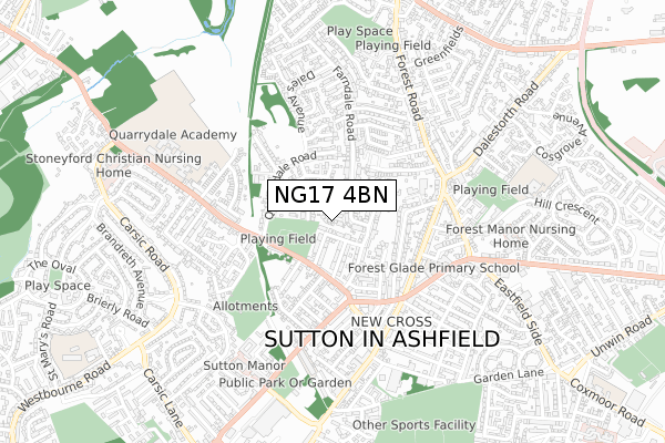 NG17 4BN map - small scale - OS Open Zoomstack (Ordnance Survey)