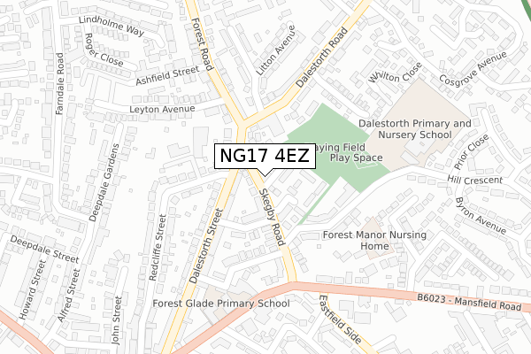 NG17 4EZ map - large scale - OS Open Zoomstack (Ordnance Survey)
