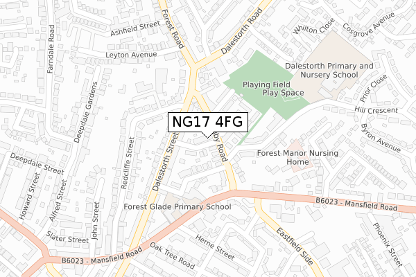 NG17 4FG map - large scale - OS Open Zoomstack (Ordnance Survey)