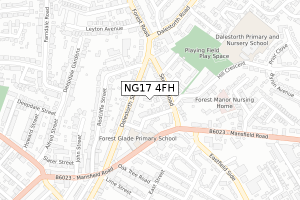 NG17 4FH map - large scale - OS Open Zoomstack (Ordnance Survey)