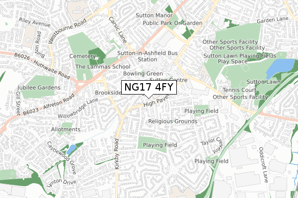 NG17 4FY map - small scale - OS Open Zoomstack (Ordnance Survey)