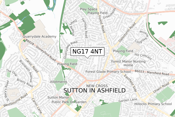 NG17 4NT map - small scale - OS Open Zoomstack (Ordnance Survey)