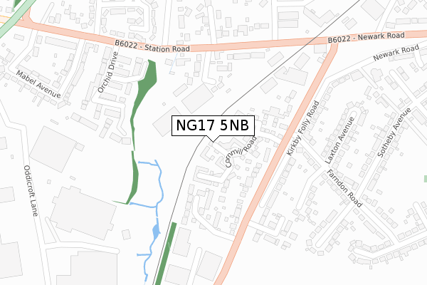NG17 5NB map - large scale - OS Open Zoomstack (Ordnance Survey)