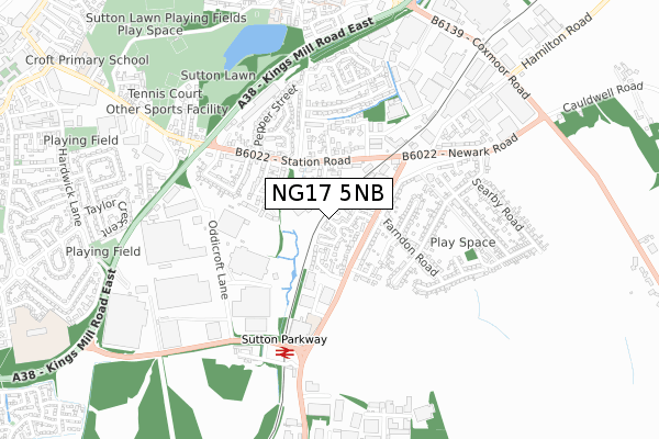 NG17 5NB map - small scale - OS Open Zoomstack (Ordnance Survey) NG17 5NB map - small scale - OS Open Zoomstack (Ordnance Survey)