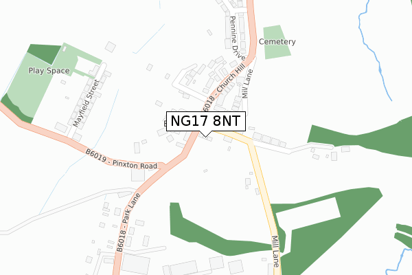 NG17 8NT map - large scale - OS Open Zoomstack (Ordnance Survey)