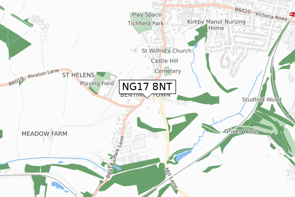 NG17 8NT map - small scale - OS Open Zoomstack (Ordnance Survey)