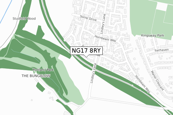 NG17 8RY map - large scale - OS Open Zoomstack (Ordnance Survey)