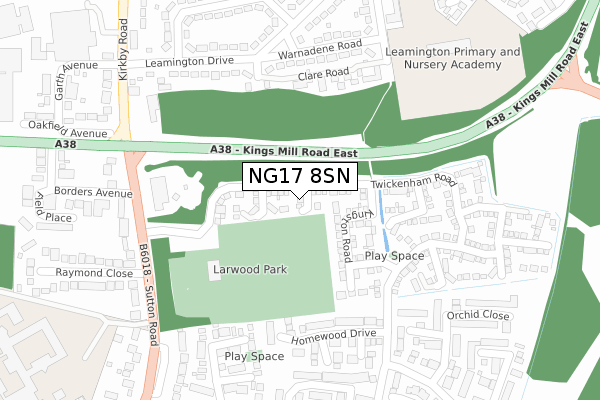 NG17 8SN map - large scale - OS Open Zoomstack (Ordnance Survey)