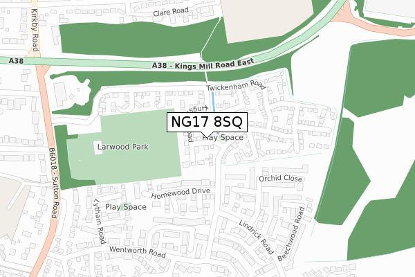 NG17 8SQ map - large scale - OS Open Zoomstack (Ordnance Survey) NG17 8SQ map - large scale - OS Open Zoomstack (Ordnance Survey)