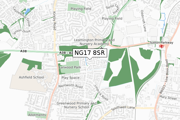 NG17 8SR map - small scale - OS Open Zoomstack (Ordnance Survey)