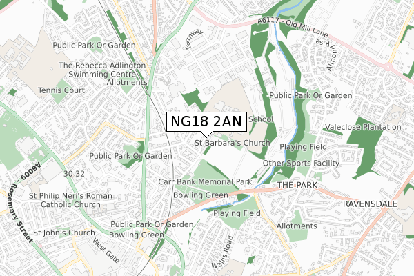 NG18 2AN map - small scale - OS Open Zoomstack (Ordnance Survey) NG18 2AN map - small scale - OS Open Zoomstack (Ordnance Survey)
