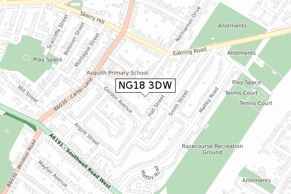 NG18 3DW map - large scale - OS Open Zoomstack (Ordnance Survey)