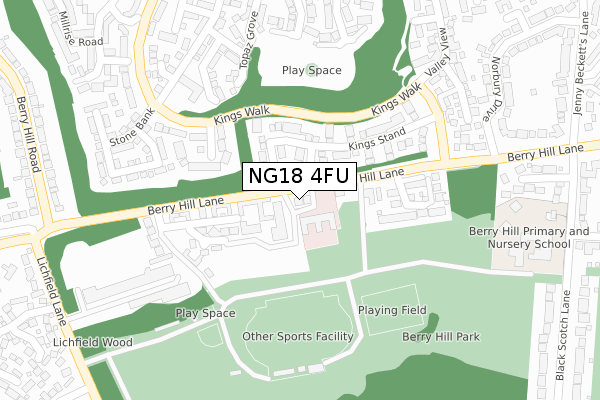 NG18 4FU map - large scale - OS Open Zoomstack (Ordnance Survey)