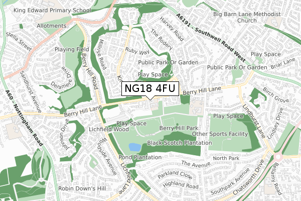 NG18 4FU map - small scale - OS Open Zoomstack (Ordnance Survey) NG18 4FU map - small scale - OS Open Zoomstack (Ordnance Survey)