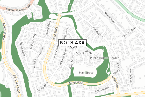 NG18 4XA map - large scale - OS Open Zoomstack (Ordnance Survey)