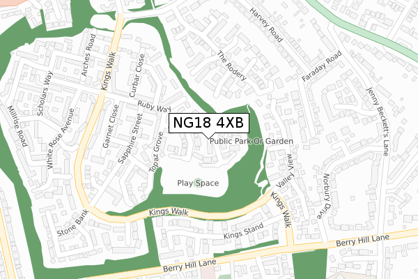 NG18 4XB map - large scale - OS Open Zoomstack (Ordnance Survey)