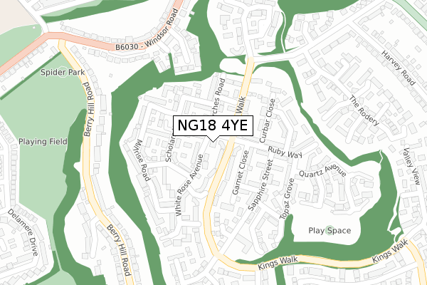 NG18 4YE map - large scale - OS Open Zoomstack (Ordnance Survey)