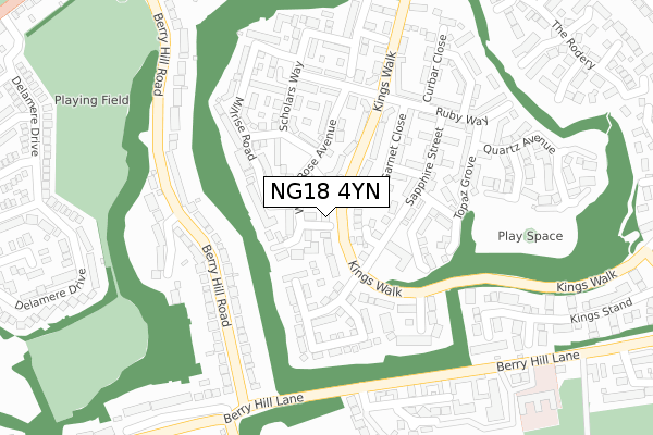 NG18 4YN map - large scale - OS Open Zoomstack (Ordnance Survey)