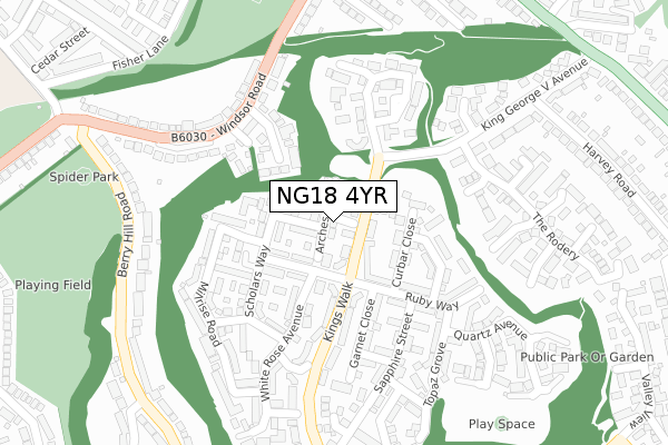 NG18 4YR map - large scale - OS Open Zoomstack (Ordnance Survey)