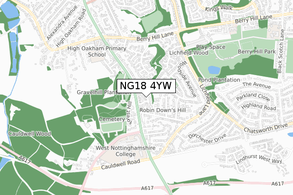 NG18 4YW map - small scale - OS Open Zoomstack (Ordnance Survey) NG18 4YW map - small scale - OS Open Zoomstack (Ordnance Survey)