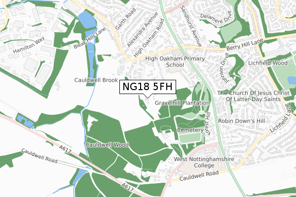 NG18 5FH map - small scale - OS Open Zoomstack (Ordnance Survey) NG18 5FH map - small scale - OS Open Zoomstack (Ordnance Survey)