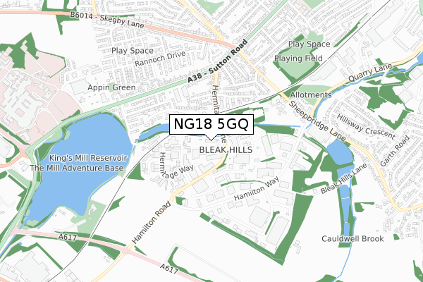 NG18 5GQ map - small scale - OS Open Zoomstack (Ordnance Survey) NG18 5GQ map - small scale - OS Open Zoomstack (Ordnance Survey)