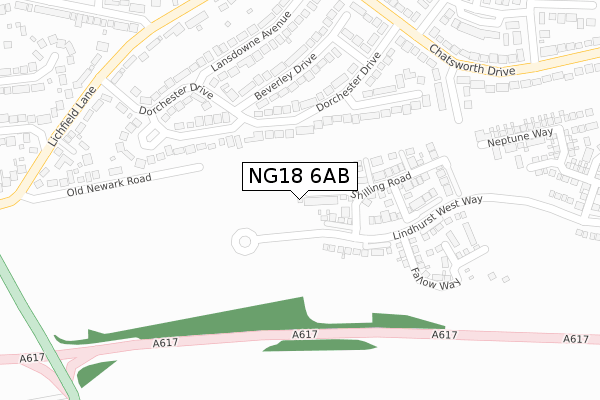 NG18 6AB map - large scale - OS Open Zoomstack (Ordnance Survey) NG18 6AB map - large scale - OS Open Zoomstack (Ordnance Survey)