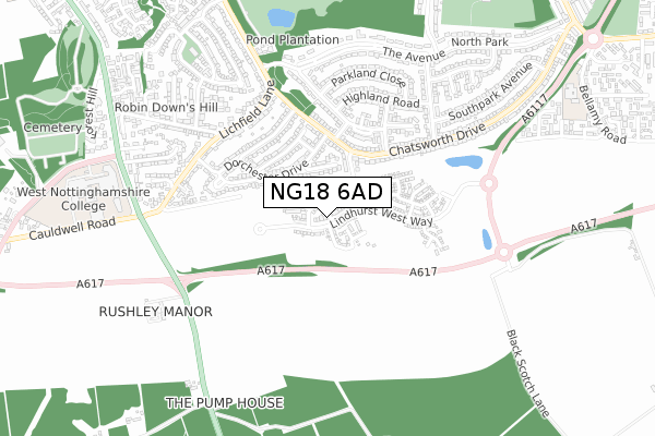 NG18 6AD map - small scale - OS Open Zoomstack (Ordnance Survey) NG18 6AD map - small scale - OS Open Zoomstack (Ordnance Survey)