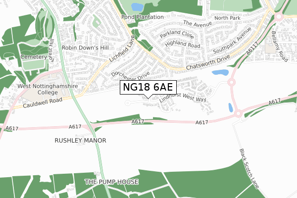 NG18 6AE map - small scale - OS Open Zoomstack (Ordnance Survey) NG18 6AE map - small scale - OS Open Zoomstack (Ordnance Survey)