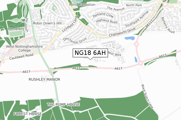 NG18 6AH map - small scale - OS Open Zoomstack (Ordnance Survey) NG18 6AH map - small scale - OS Open Zoomstack (Ordnance Survey)