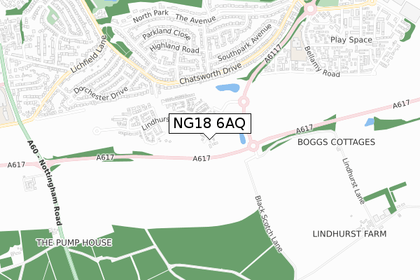 NG18 6AQ map - small scale - OS Open Zoomstack (Ordnance Survey) NG18 6AQ map - small scale - OS Open Zoomstack (Ordnance Survey)