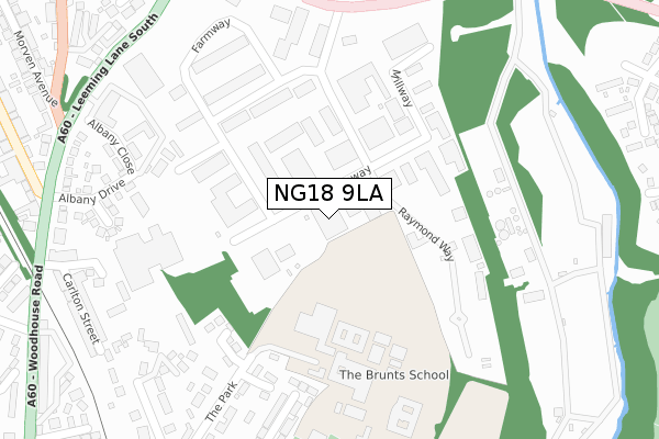 NG18 9LA map - large scale - OS Open Zoomstack (Ordnance Survey)