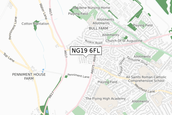 NG19 6FL map - small scale - OS Open Zoomstack (Ordnance Survey) NG19 6FL map - small scale - OS Open Zoomstack (Ordnance Survey)